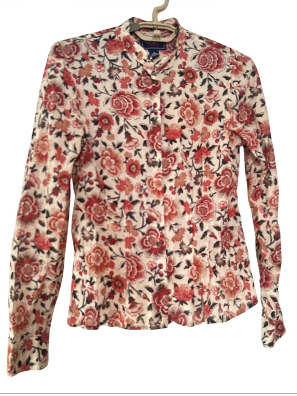 Chaps Denim Floral Button Front Shirt Size S